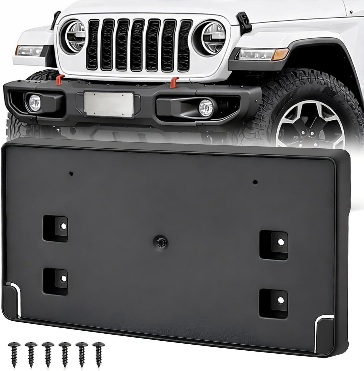 Nilight Front License Plate Bracket for Jeep JL/JT Steel Bumpers