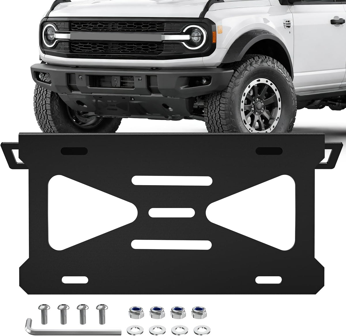 Nilight Open-Frame Front License Plate Bracket for 2021–2026 Ford Bronco