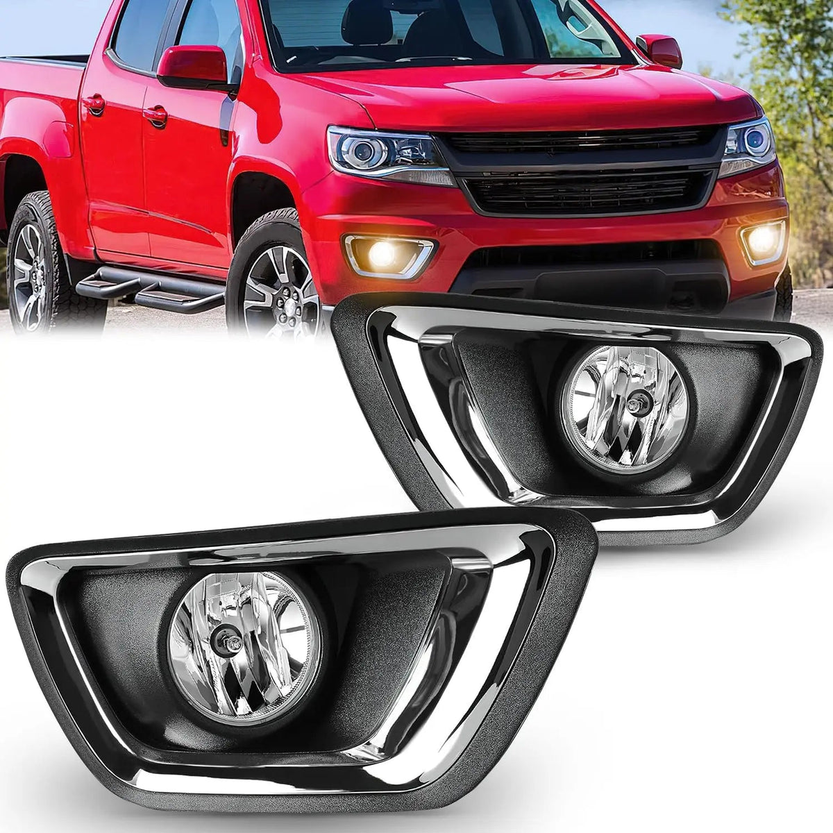 Nilight FOG-A06 — Fog Light Assembly Compatible with 2015 2016 2017 2018 2019 2020 Chevy Colorado Driving Bumper Fog Lamps with 12V 24W 5202 Bulbs Clear Lens Black& Chrome Bezel