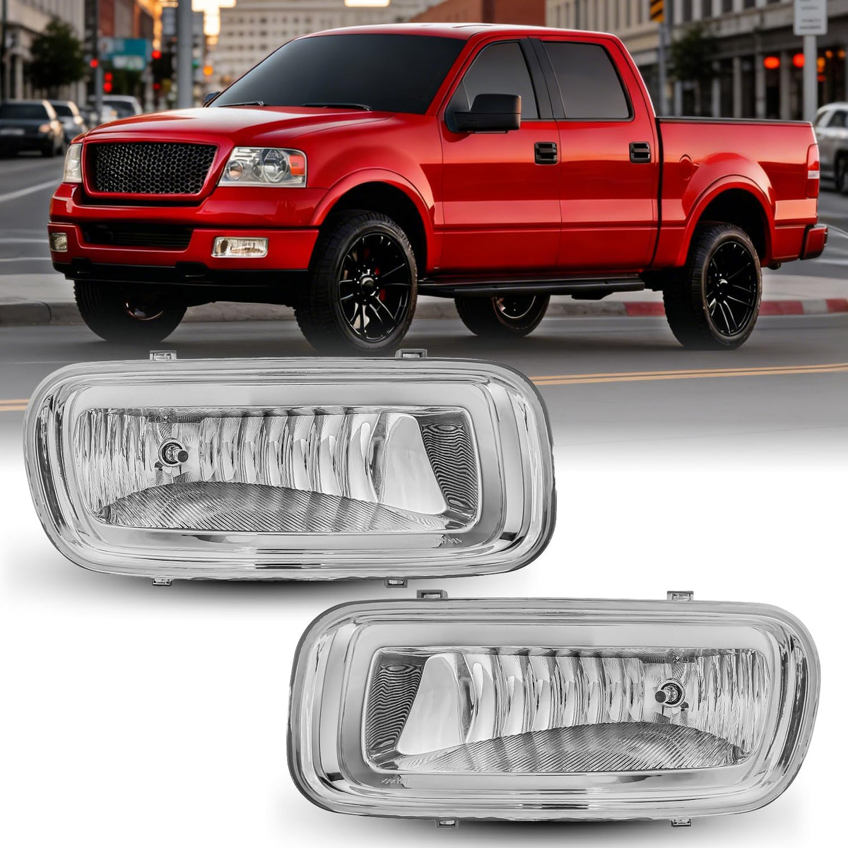 Nilight FOG-C25 — Fog Lights Assembly Compatible with 2004 2005 2006 Ford F-150 F150 Left Driver and Right Passenger Side Clear Lens w/H10 12V 42W Bulbs