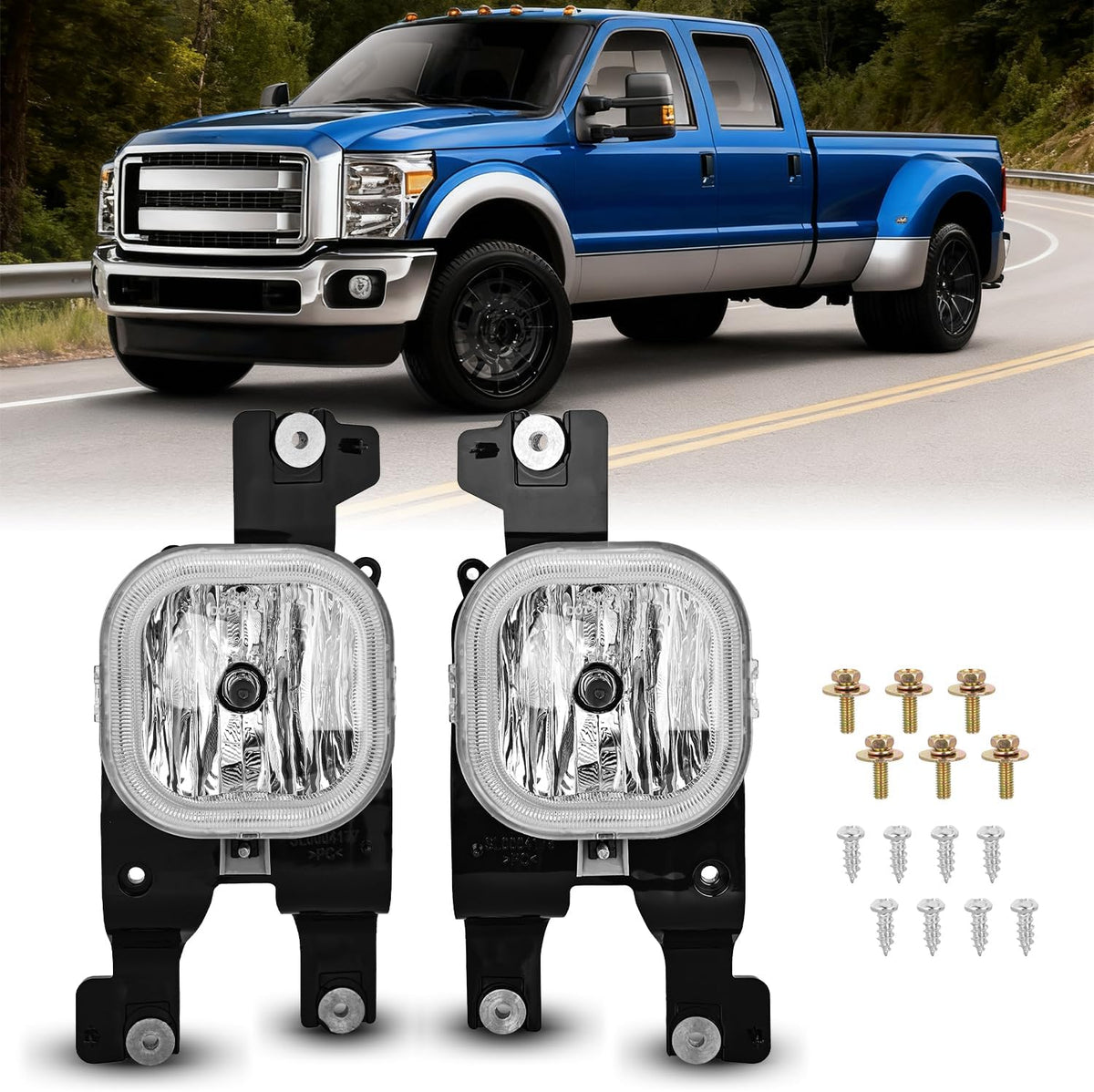 Nilight FOG-C27 — Fog Lights Assembly Compatible with 2008 2009 2010 FORD F-250 F-350 F-450 F-550 F250 F350 F450 F550 SUPER DUTY Clear Lens w/H10 12V 42W Bulbs