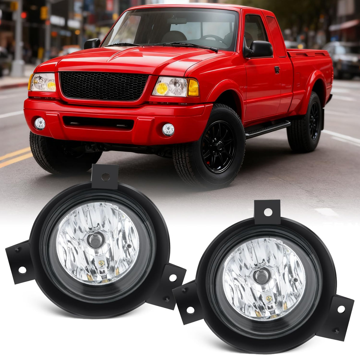 Nilight FOG-C28 — Fog Lights Assembly Compatible with 2001 2002 2003 Ford Ranger w/H10 12V 42W Bulbs Clear Lens Driver and Passenger Side
