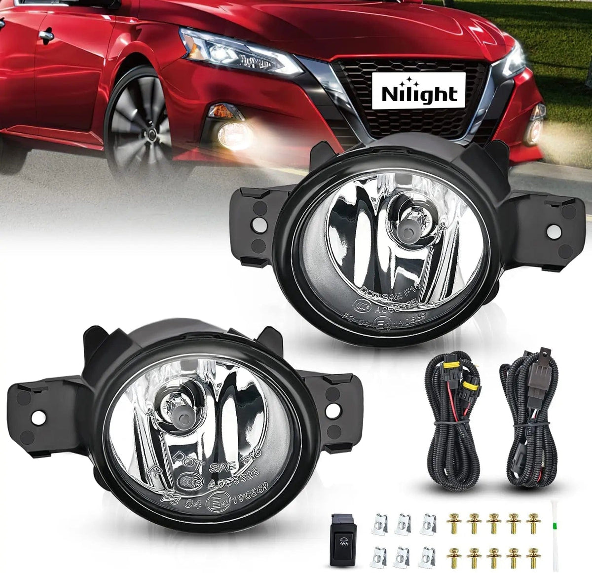 Nilight Nissan Fog Light Kit with Harness and Switch (Pair)