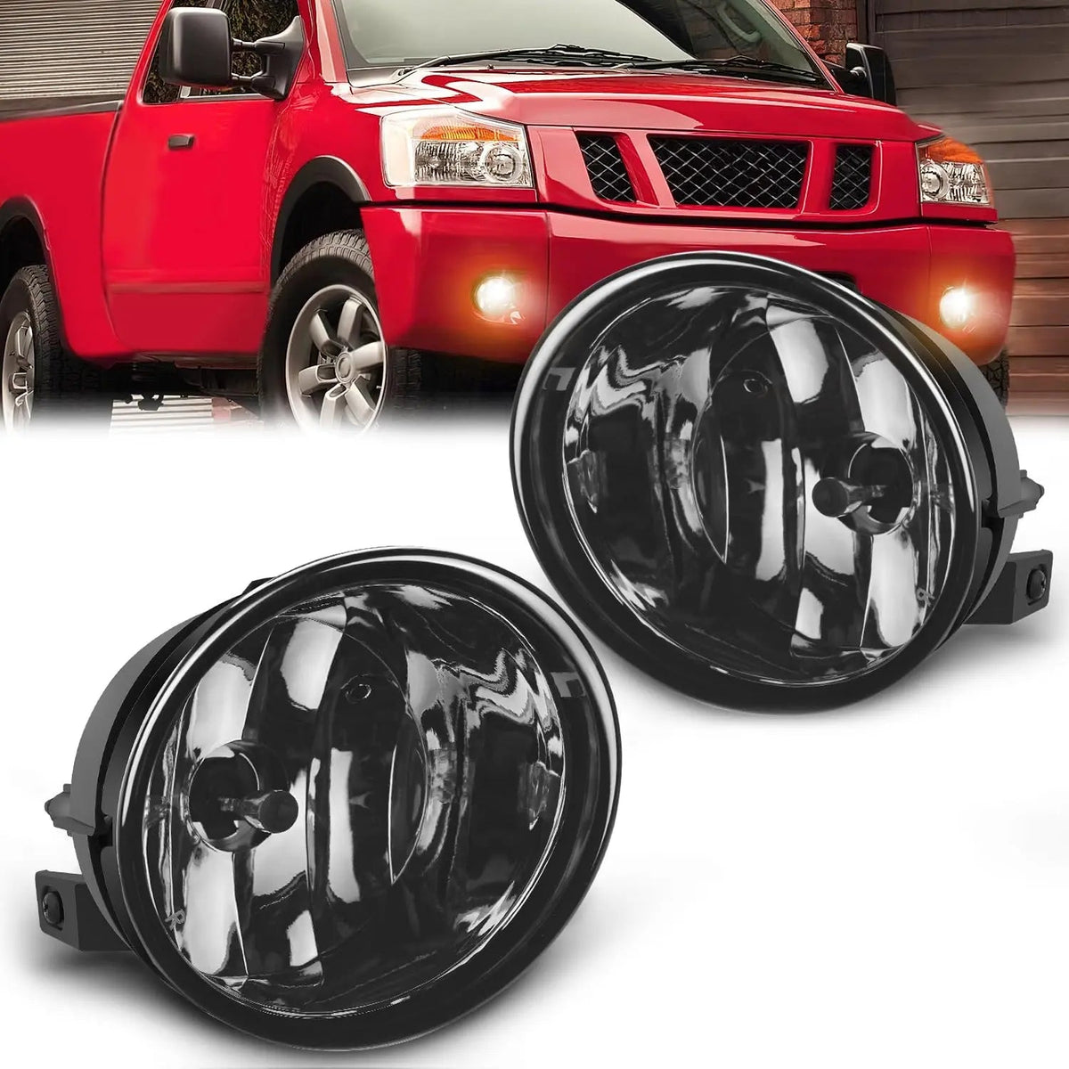 Nilight FOG-H72 — Fog Light Assembly Compatible with 2005 2006 2007 Nissan Armada 2004 2005 2006 2007 2008 2009 2010 2011 2012 2013 2014 2015 Nissan Titan with Smoke Lens and 880 Bulbs