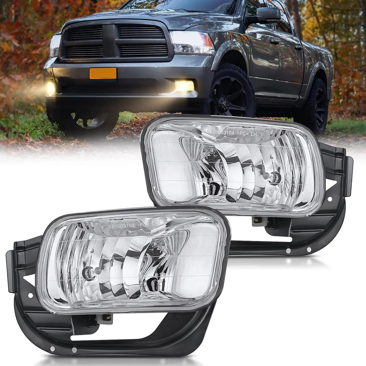 Nilight FOG-I84 — Fog Lights Assembly Compatible with 2009 2010 2011 2012 Dodge Ram 1500 2010 2011 2012 2013 2014 2015 2016 2017 2018 Dodge Ram 2500 3500 Fog Light Replacement Clear Len