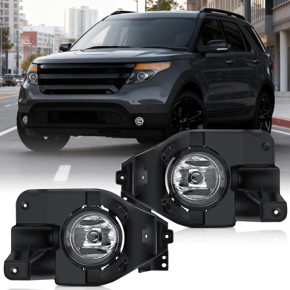 Nilight FOG-L151 — Fog Lights Assembly Compatible with 2013 2014 2015 Ford Explorer w/H11 12V 55W Bulbs Clear Lens Driver and Passenger Side