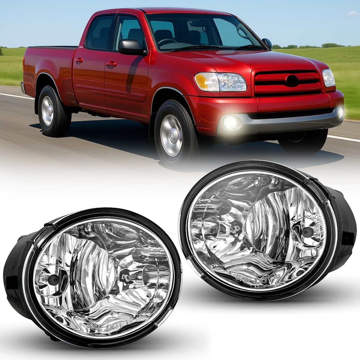 Nilight FOG-M164 — Fog Lights Assembly Compatible with 2001 2002 2003 2004 2005 2006 2007 Toyota Sequoia 2000-2006 Tundra(NOT fit steel front bumper models) w/9006 12V 51W Bulbs Clear Lens
