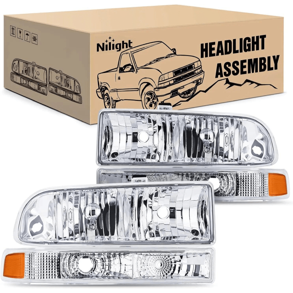 Nilight NA050 — Headlight Assembly for 1998-2005 Chevy Blazer Headlights 1998-2004 Chevrolet S10 Pickup Replacement Headlamp Housing Bumper Lights
