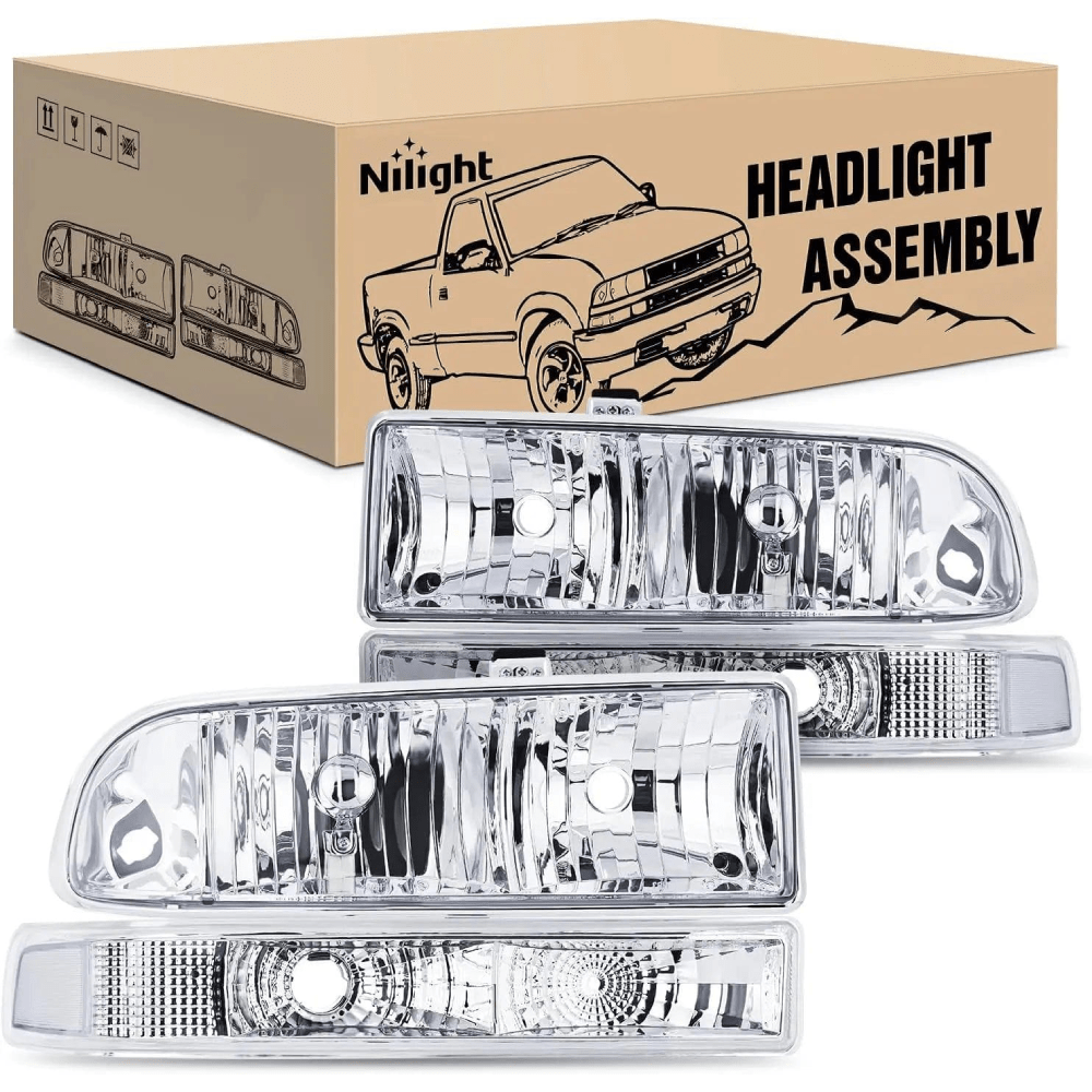 Nilight NA051 — Headlight Assembly for 1998-2005 Chevy Blazer Headlights 1998-2004 Chevrolet S10 Pickup Replacement Headlamp Housing Bumper Lights