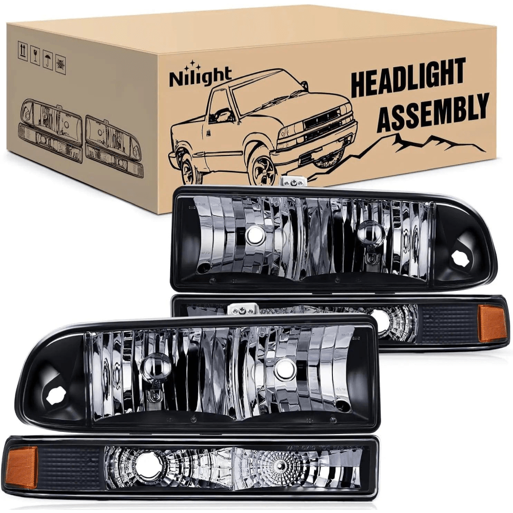 Nilight NA052 — Headlight Assembly for 1998-2005 Chevy Blazer Headlights 1998-2004 Chevrolet S10 Pickup Replacement Headlamp Housing Bumper Light
