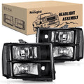 Nilight NA073 — Headlight Assembly Compatible for 2007 2008-2013 GMC Sierra 1500 2008-2014 GMC Sierra 2500 HD 3500 HD, Black Housing Clear Corner Clear Lens, Headlights Assembly Replacement