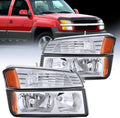 Headlight Assembly for 1994 1995 1996 1997 1998 GMC Suburban Yukon Sierra C/K Series 1500 2500 3500 Replacement Headlamp Chrome Housing Amber Reflector Bumper Corner Lamp