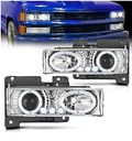 Headlight Assembly Compatible with 1988 1989 1990 1991 1992 1993 Chevrolet GMC C/K 1988-1993 Silverado Suburban Sierra Blazer Tahoe Yukon Smoke Housing Amber Reflector