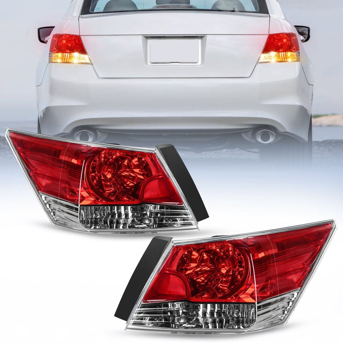 Nilight Tail Lights with Bulbs for 2008–2012 Honda Accord Sedan (Pair)