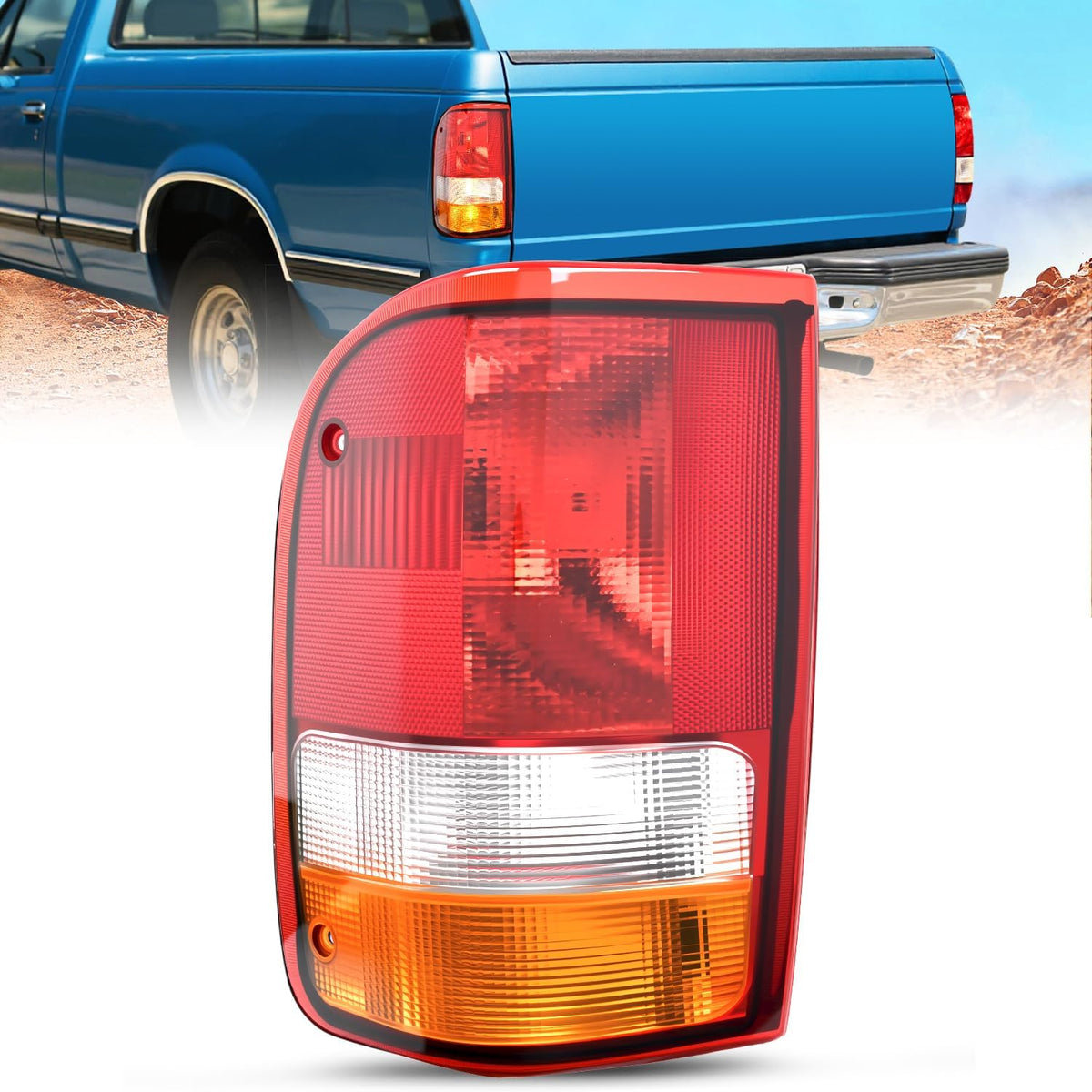 Nilight NA1063 — Taillight Assembly Compatible with 1993 1994 1995 1996 1997 Ford Ranger Red Clear Tail Light OE Style Rear Lamp Replacement Driver Side