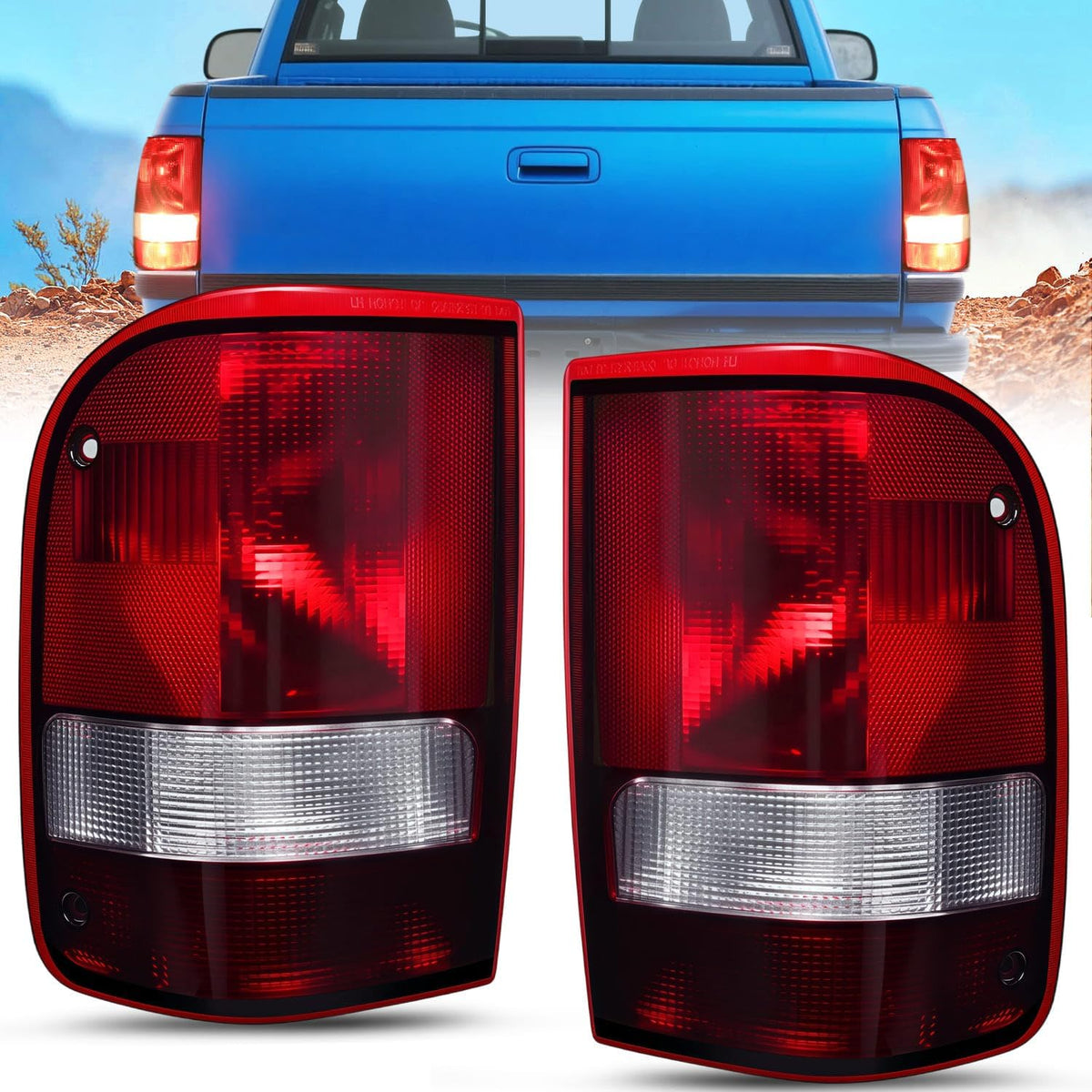 Nilight Dark Red Tail Lights for 1993–1997 Ford Ranger (Pair)