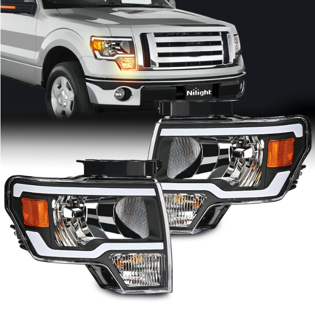 Nilight Headlights Assembly for Ford F150 F-150 2004-2008, Led DRL Headlamp,Chrome Housing