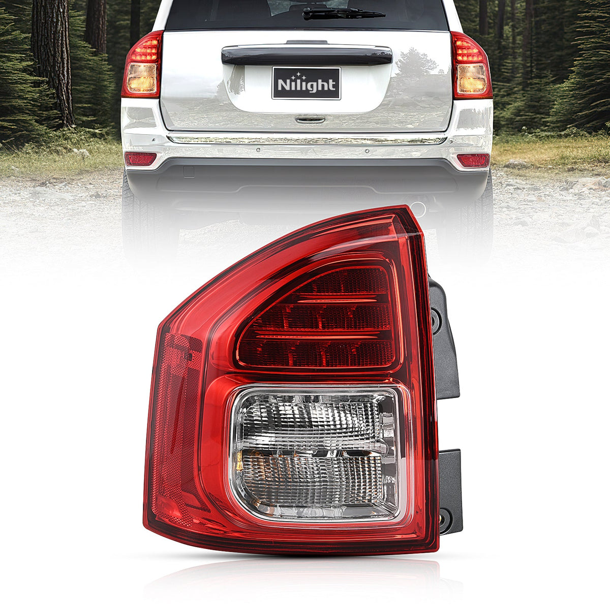 Nilight NA1159 — Taillight Assembly Compatible with 2011 2012 2013 Jeep Compass Tail Light OE Style Rear Lamp Replacement Driver Side w/Bulbs