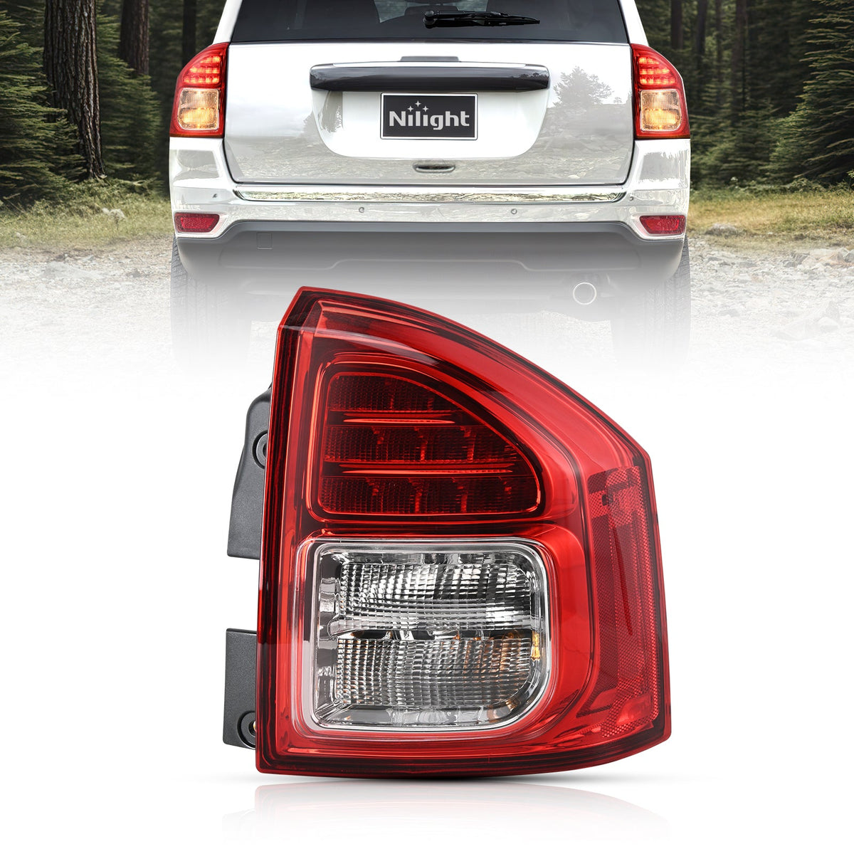 Nilight NA1160 — Taillight Assembly Compatible with 2011 2012 2013 Jeep Compass Tail Light OE Style Rear Lamp Replacement Passenger Side w/Bulbs