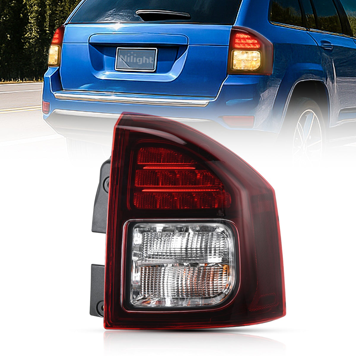 Nilight NA1163 — Taillight Assembly Compatible with 2014-2017 Jeep Compass Tail Light OE Style Rear Lamp Replacement Passenger Side w/Bulbs