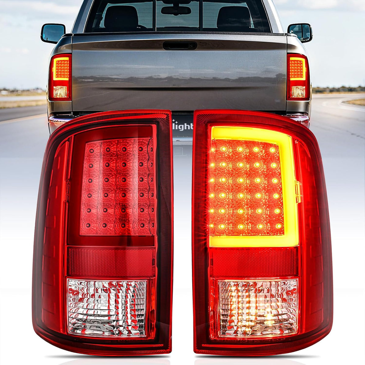 Nilight NA1345 — Taillight Assembly Compatible with 2009-2018 Dodge Ram 1500 2010-2018 Ram 2500 3500 Incandescent Type Upgrade LED Tube Tail Lights Rear Brake Lamps