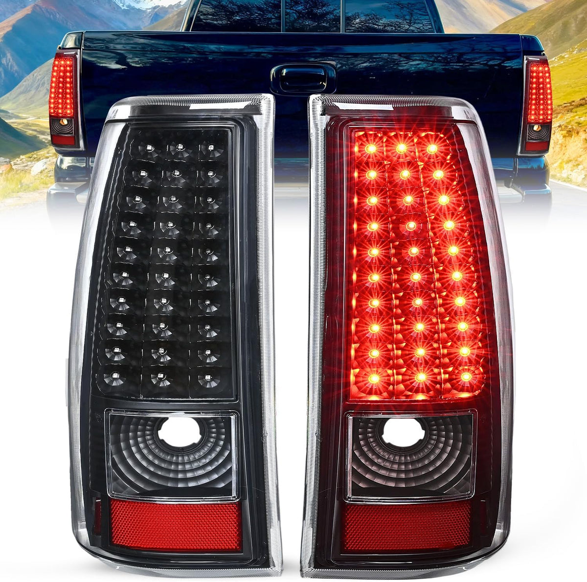 Nilight NA1347 — Taillight Assembly Compatible with 2003 2004 2005 2006 Chevy Silverado 1500 1500HD 2500 2500HD 3500 2007 Chevrolet Classic Incandescent Type Upgrade LED Tail Lights Rear Brake Lamps