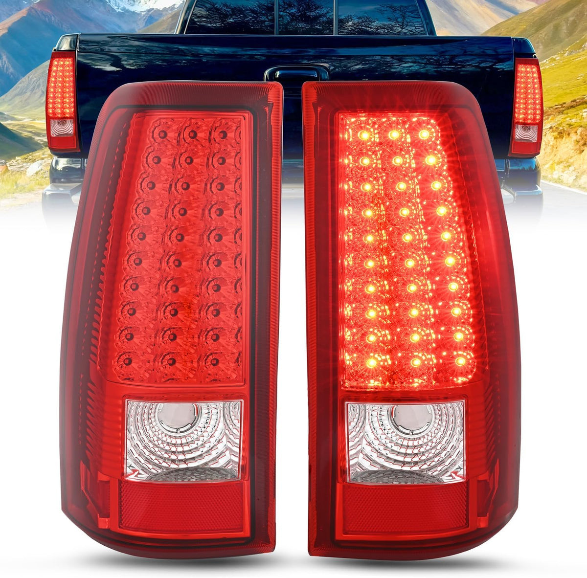 Nilight NA1349 — Taillight Assembly Compatible with 2003 2004 2005 2006 Chevy Silverado 1500 1500HD 2500 2500HD 3500 2007 Chevrolet Classic Incandescent Type Upgrade LED Tail Lights Rear Brake Lamps
