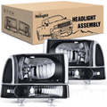 Nilight NA142 — Headlight Assembly Compatible with Ford 1999-2004 F250 F350 F450 F550 Super Duty Black Housing Clear Corner Clear Lens Headlights Assembly Replacement