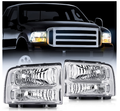 Nilight Headlight Assembly 2005 2006 2007 F250 F350 F450 F550 Super Duty Black Housing Amber Corner Clear Lens