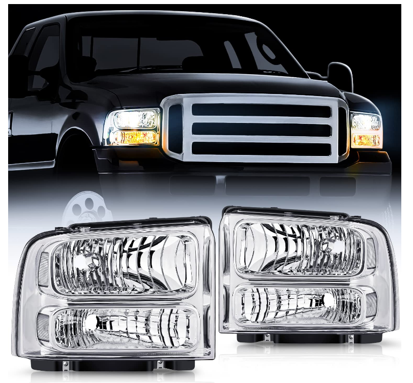 Nilight Headlight Assembly 2005 2006 2007 F250 F350 F450 F550 Super Duty Black Housing Amber Corner Clear Lens