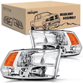 Nilight NA240 — Headlight Assembly 2009-2018 Ram 1500 2500 3500 Pickup Quad Headlamp Assembly Replacement Chrome Housing Amber Corner Clear Lens,(Only for Quad Models)