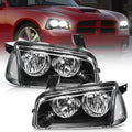 Nilight NA255 — Headlight Assembly Compatible with 2006 2007 2008 2009 2010 Dodge Charger Black Housing Clear Reflector Lens Headlights Replacement Bumper Lamp Set Driver and Passenger Side