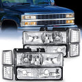 Nilight NA631 — Headlight Assembly Compatible with 1994-1998 Chevy Silverado Tahoe Suburban C10 C/K 1500 2500 3500 Replacement Headlamp Chrome Housing Clear Reflector