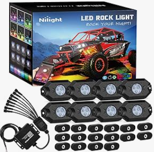 RGB LED Rock Lights Kit 6 PCS Underglow Multicolor Neon Light Pod with Magnetic Base Bluetooth App Control Flashing Music Mode IP68