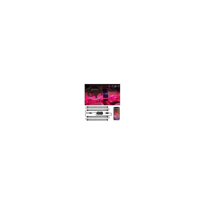 4PCS USB RGB Interior LED Strip Lights with App Control