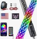 LED Fat Whip Light 1PC 3FT RGB Lighted Antenna Whips with Remote & App Control DIY Chasing Patterns Brake Reverse Lights