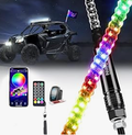 RGB Whip Light 1PC 4FT Lighted Antenna Whips with Remote & App Control DIY Chasing Patterns Brake Reverse Lights