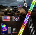 LED Whip Light 2PC 2FT Spiral RGB Antenna Whips with Spring Base, App/Remote Control DIY Chasing Patterns Brake & Reverse Turn Signal Lights