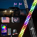 LED Whip Light 1PC 5FT Spiral RGB Antenna Whips with Spring Base, App/Remote Control DIY Chasing Patterns Brake & Reverse Lights