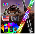 2PCS 5FT RGB LED Whip Light, Remote & App Control w/ DIY Chasing Patterns Stop Turn Reverse Light Safety Antenna Lighted Whips for ATV UTV Polaris RZR Can-am Dune Buggy Jeep