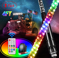 2PCS 3FT Spiral RGB Led Whip Light w/ RGB Chasing/Dancing Light RF Remote Control Lighted Antenna Whips