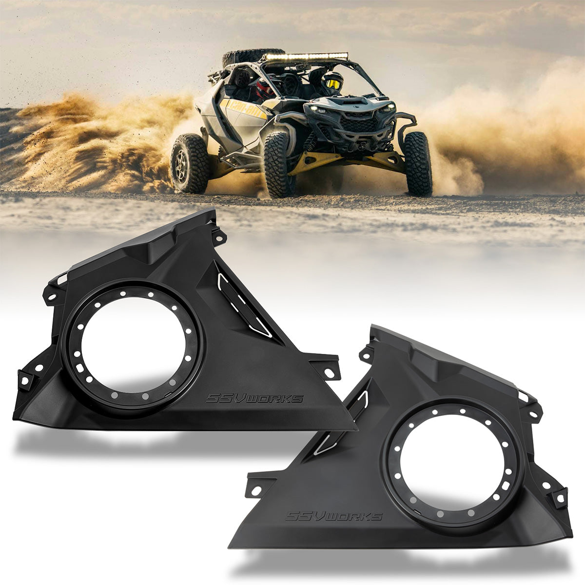 SSV Works Can-Am Maverick R front dash 6.5-inch speaker panels