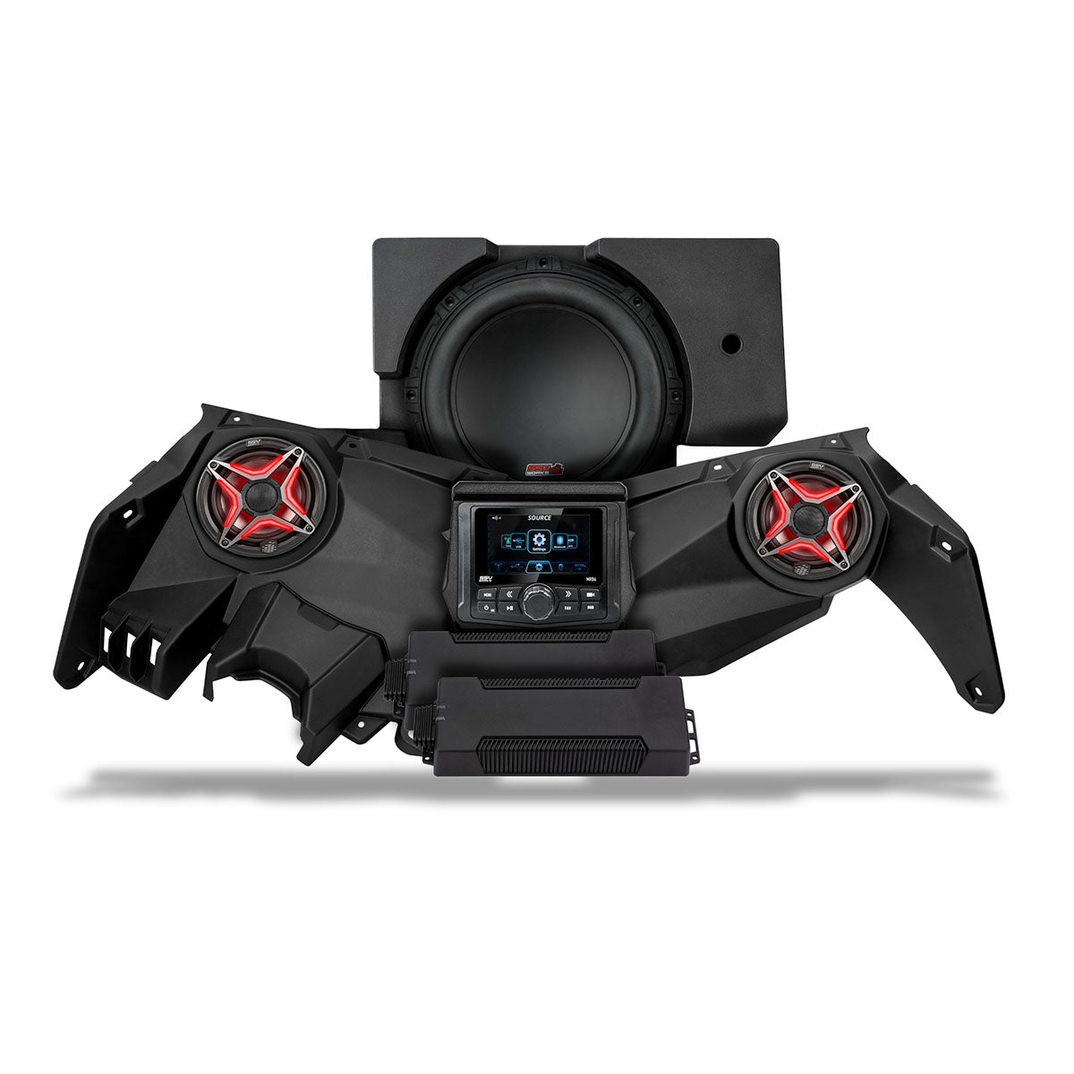 SSV Works Can-Am Maverick X3 Phase 3 V-Spec three-speaker system with MRB4