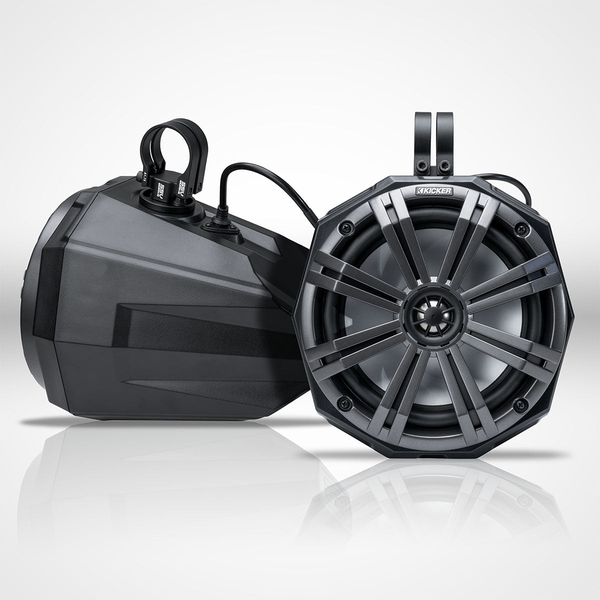 SSV Works universal 8-inch cage-mount speaker pods with Kicker KM8 speakers and 1.75-inch clamps