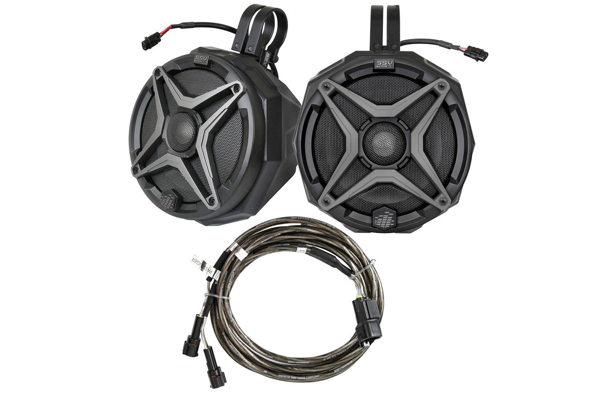 SSV Works add-on 6.5-inch V-Spec speaker pods for WP overhead systems with 2.00-inch clamps