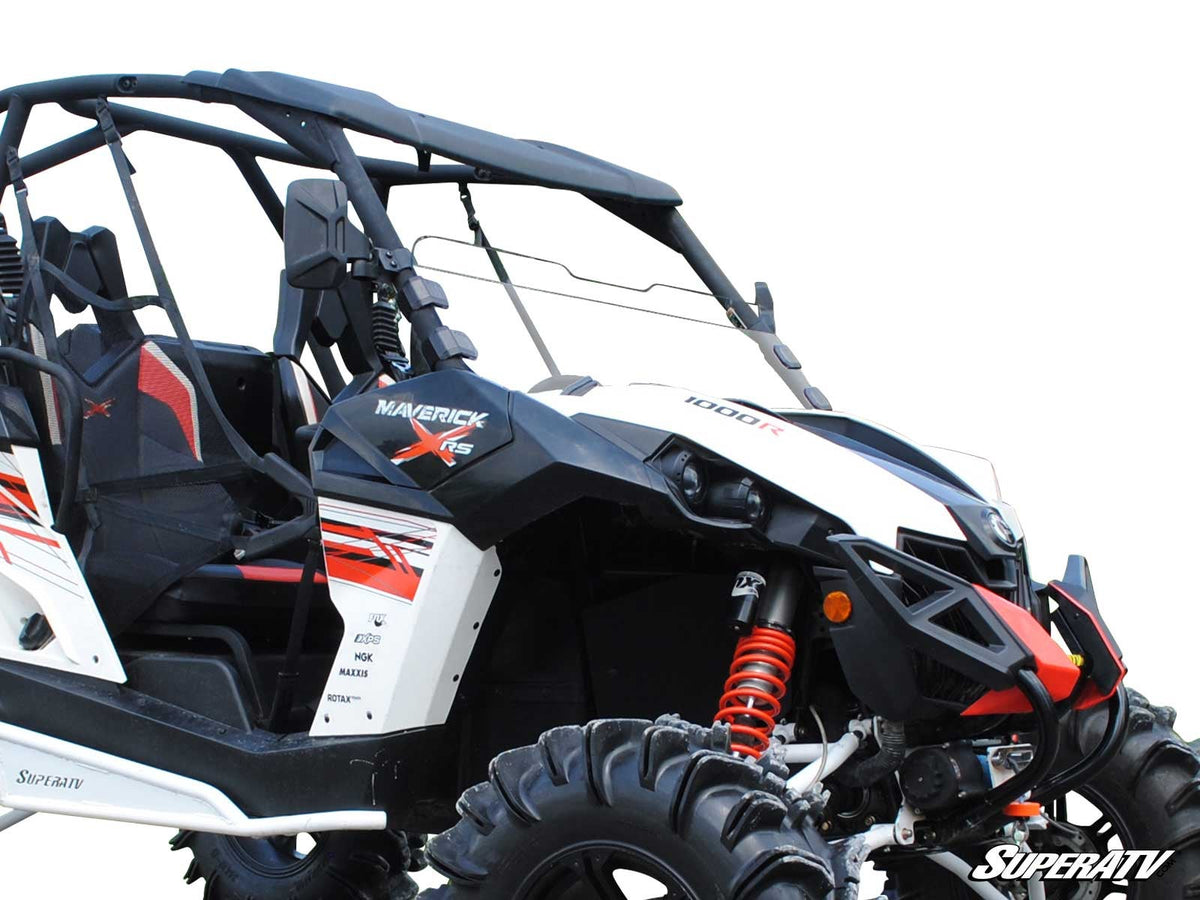 SuperATV Can-Am Maverick scratch-resistant clear half windshield