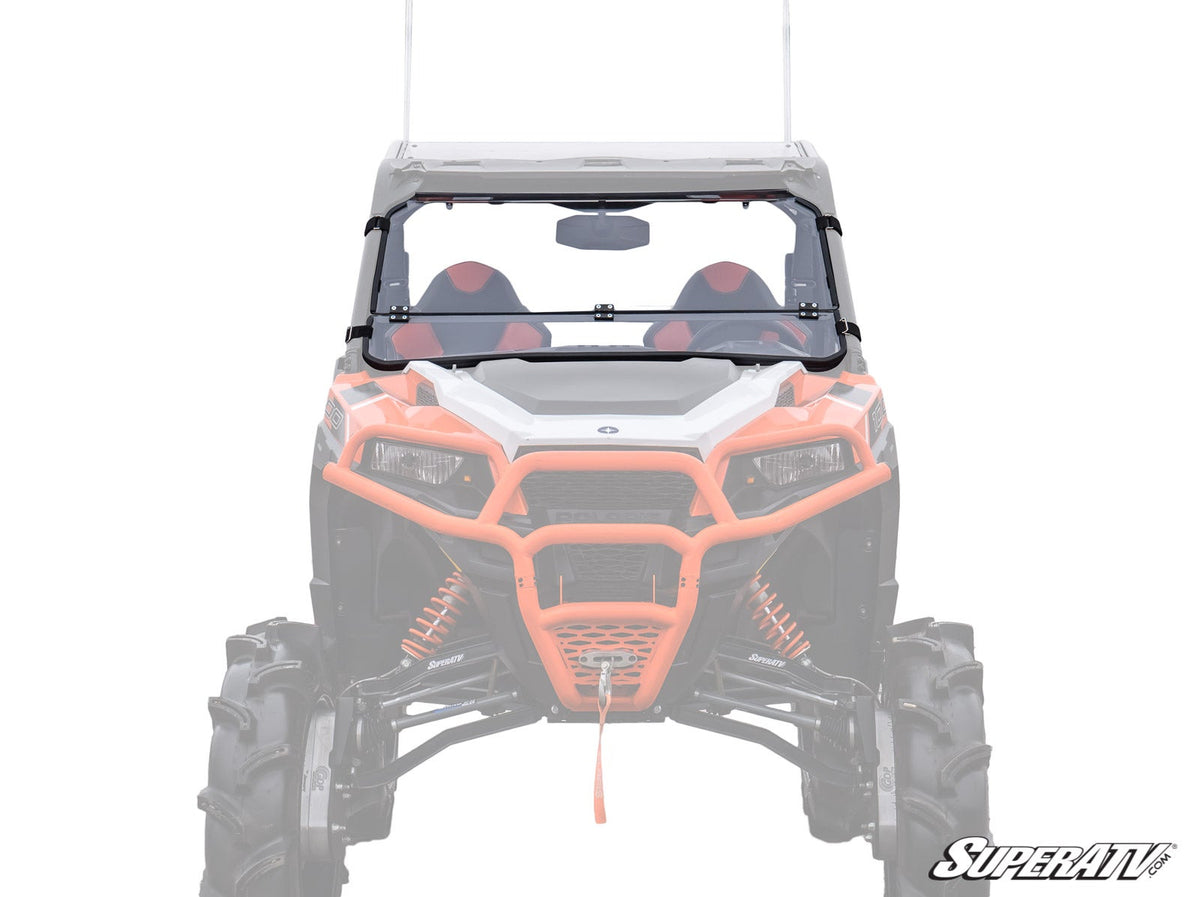 SuperATV flip-down windshield on Polaris General