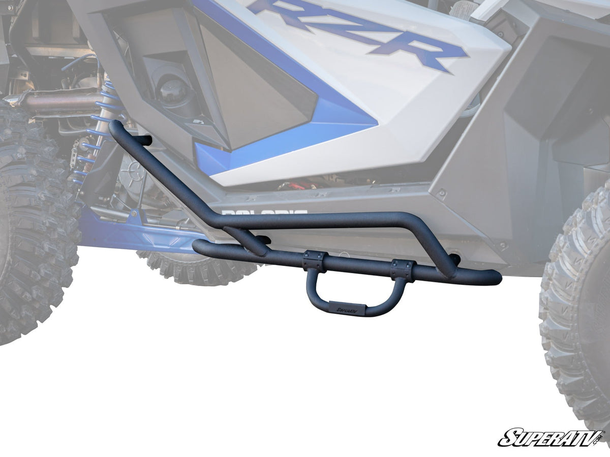 SuperATV Polaris RZR Pro XP nerf bars with optional step