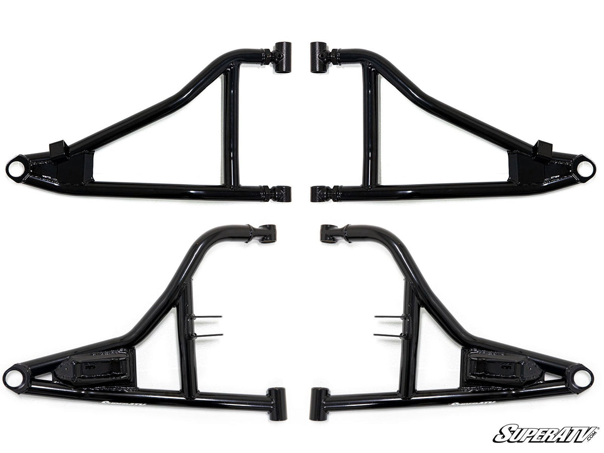 SuperATV Polaris RZR Pro XP High-Clearance 1.5-Inch Forward-Offset A-Arms — Standard Ball Joints, Black