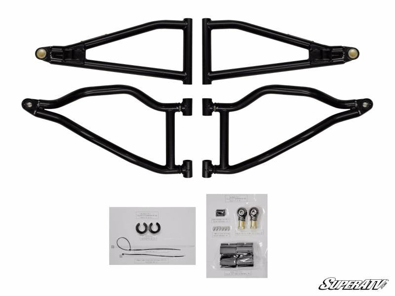 SuperATV Polaris RZR XP 900 High-Clearance 1.5-Inch Forward-Offset A-Arms — Reuses Existing Ball Joints, Black